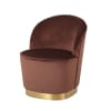 Fauteuil vintage en velours terracotta